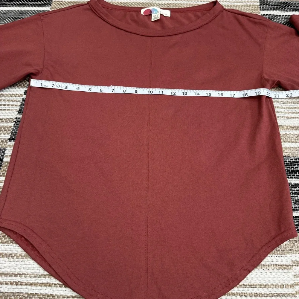Free People FP Beach Shirt Women's XS‎ Rust Free People Long Sleeve Curve Hem